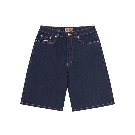 DUAL STRIPE DENIM SHORT [WASHED INDIGO]