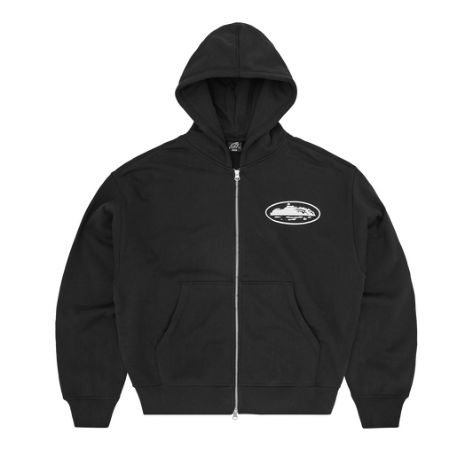 ISLAND PUFF PRINT ZIP HOODIE [BLACK]