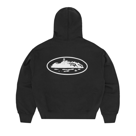 ISLAND PUFF PRINT ZIP HOODIE [BLACK]