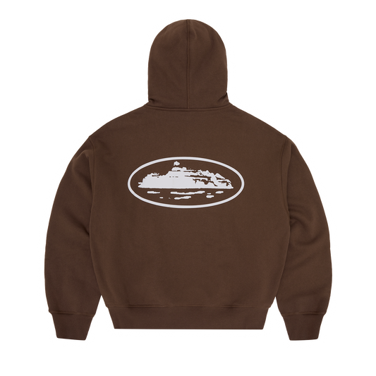 ISLAND PUFF PRINT ZIP HOODIE [BROWN]
