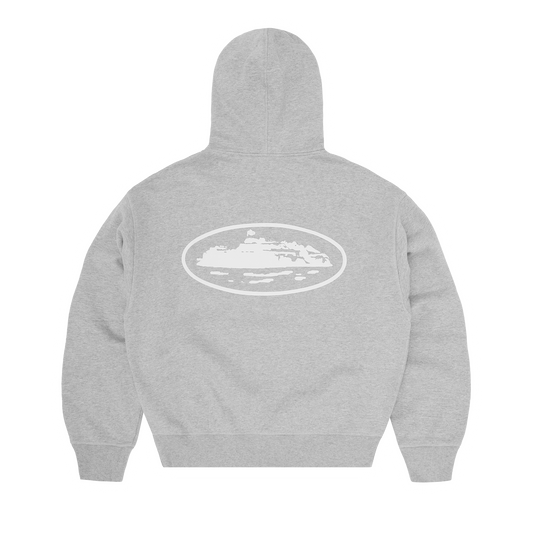 ISLAND PUFF PRINT ZIP HOODIE [HEATHER GREY]