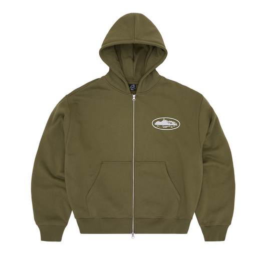 ISLAND PUFF PRINT ZIP HOODIE [OLIVE]