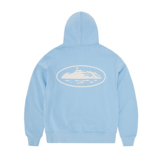 ISLAND PUFF PRINT ZIP HOODIE [BABY BLUE]